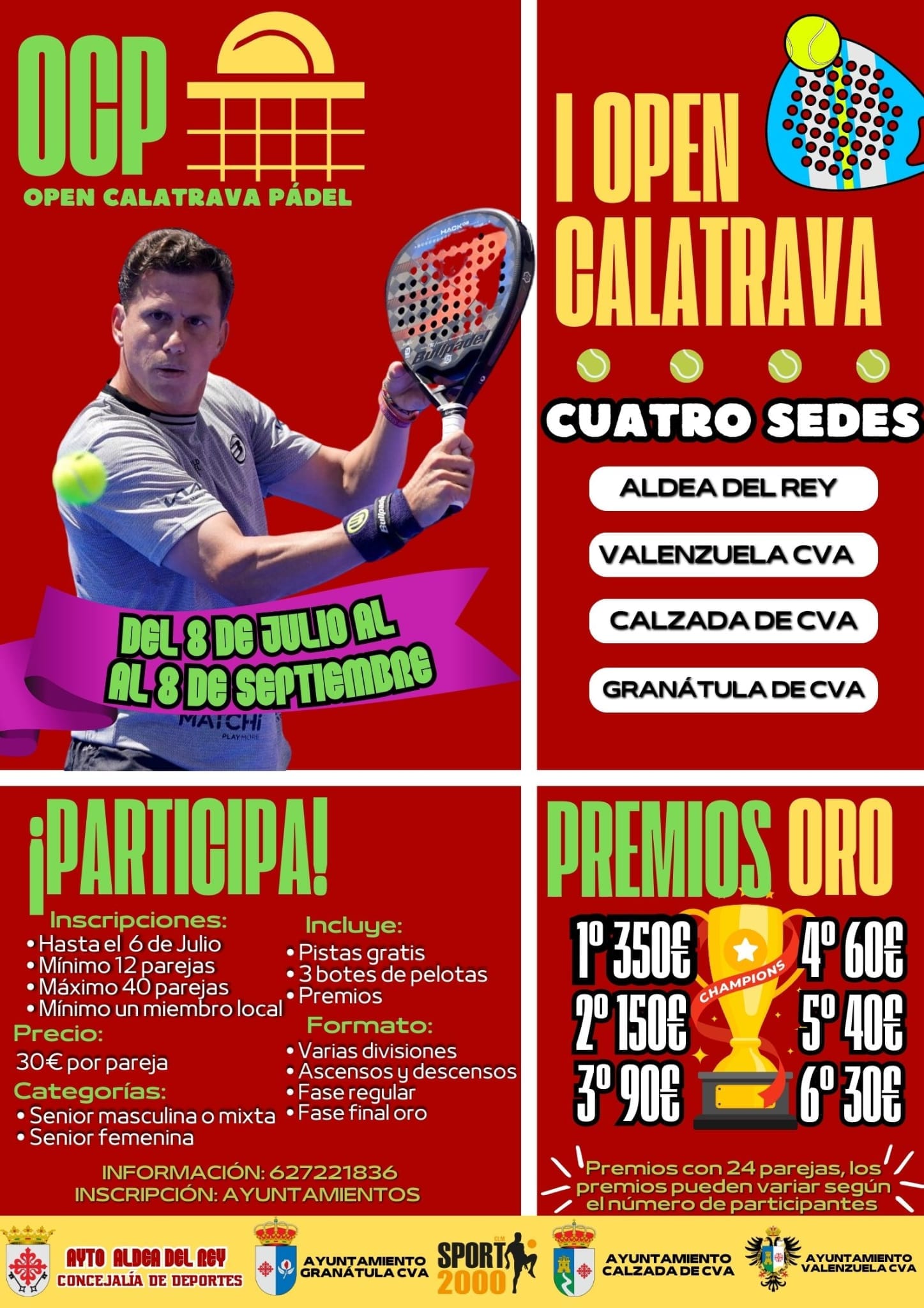 Cartel del I Open Calatrava padel