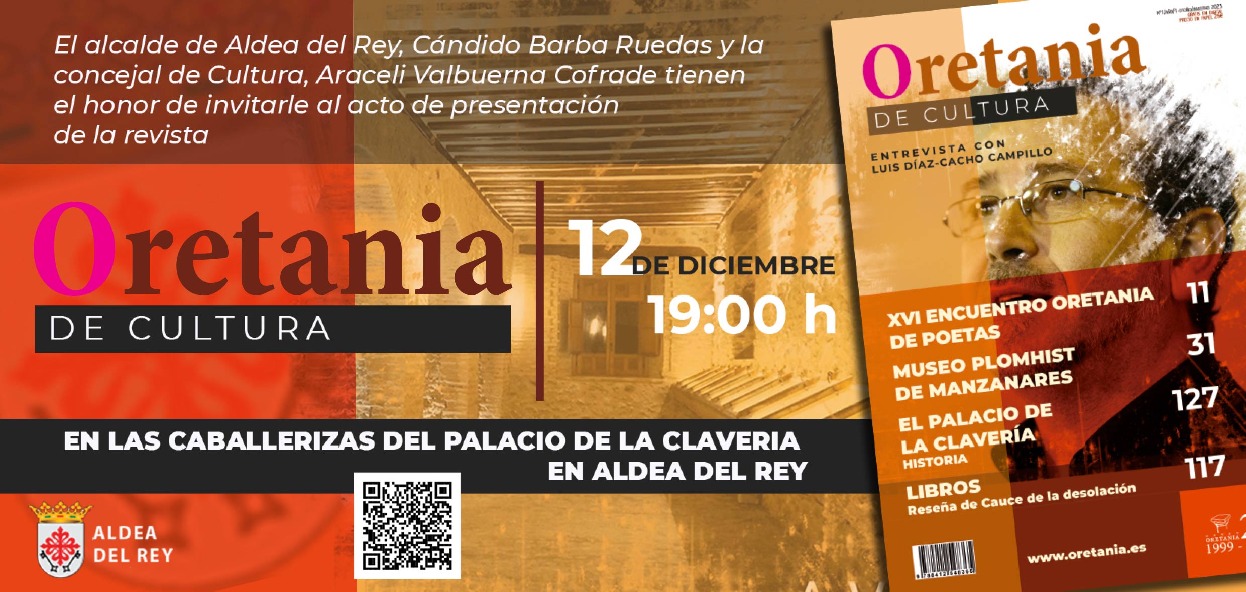 INVITACIÓN del Ayuntamiento de Aldea del Rey a la presentación de la revista Oretania de Cultura