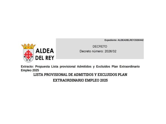 Decreto lista provisional admitidos y excluidos Plan Extraordinario de Empleo 2025